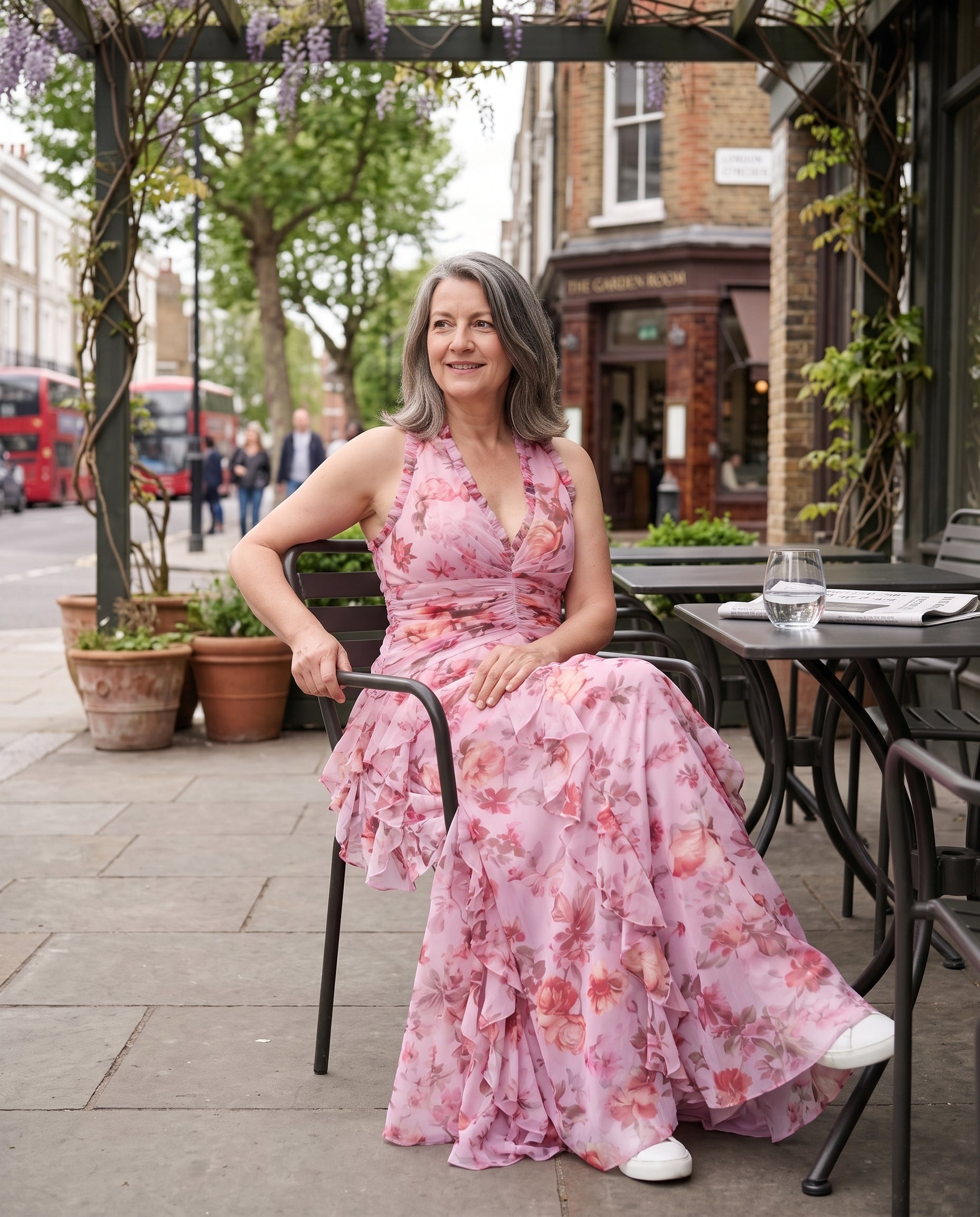 Aurelia | Floral Print Halterneck Maxi Dress For Weddings — lifestyle