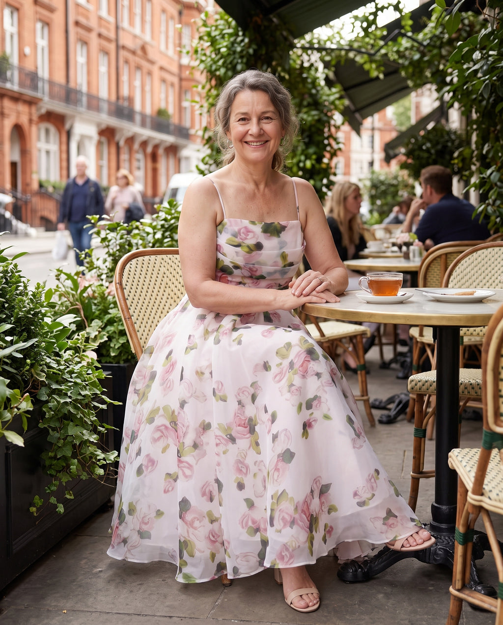 Oceane | Long Sleeve Floral Midi Dress For Garden Parties — lifestyle