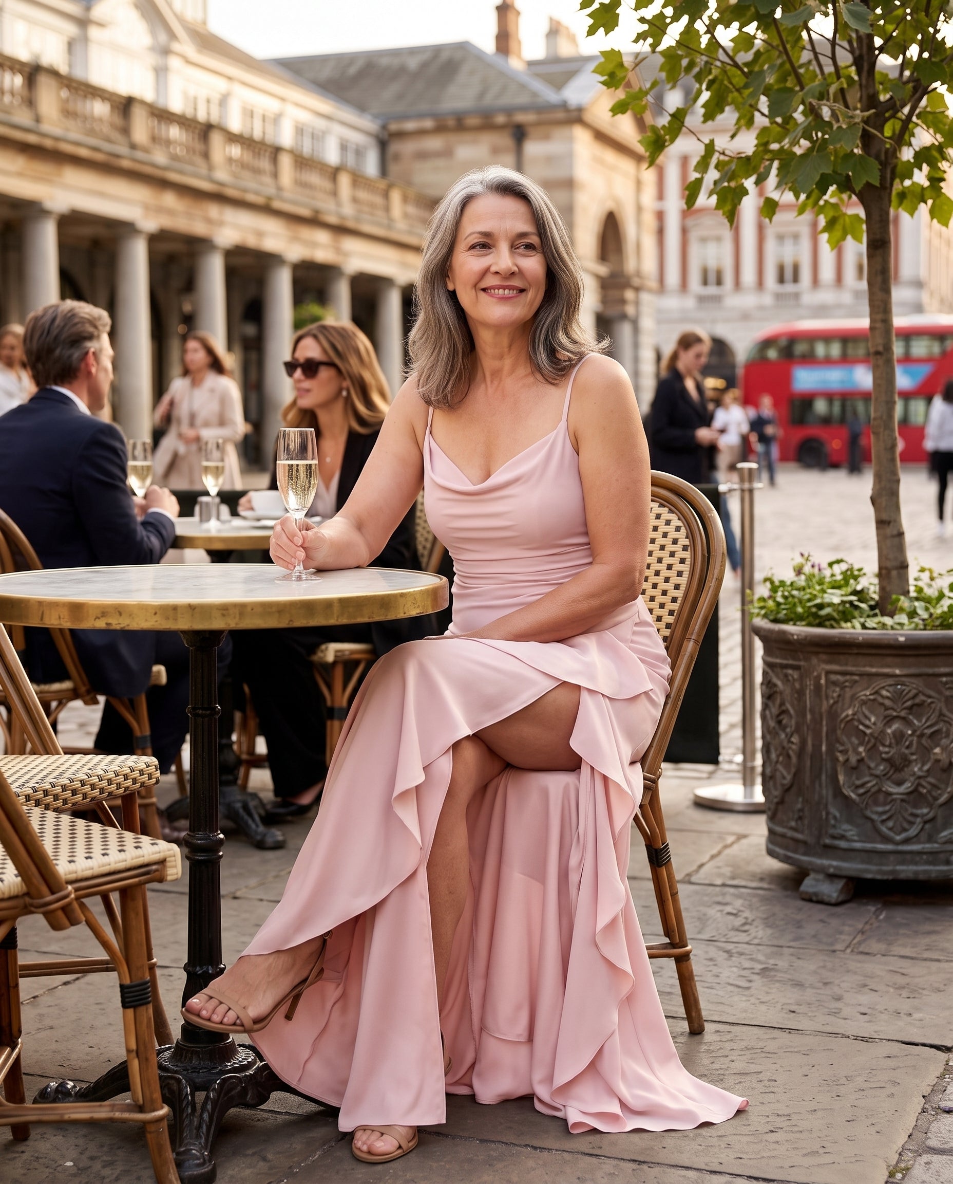 Constance | Long Sleeve Satin Maxi Dress Evening Formal — lifestyle