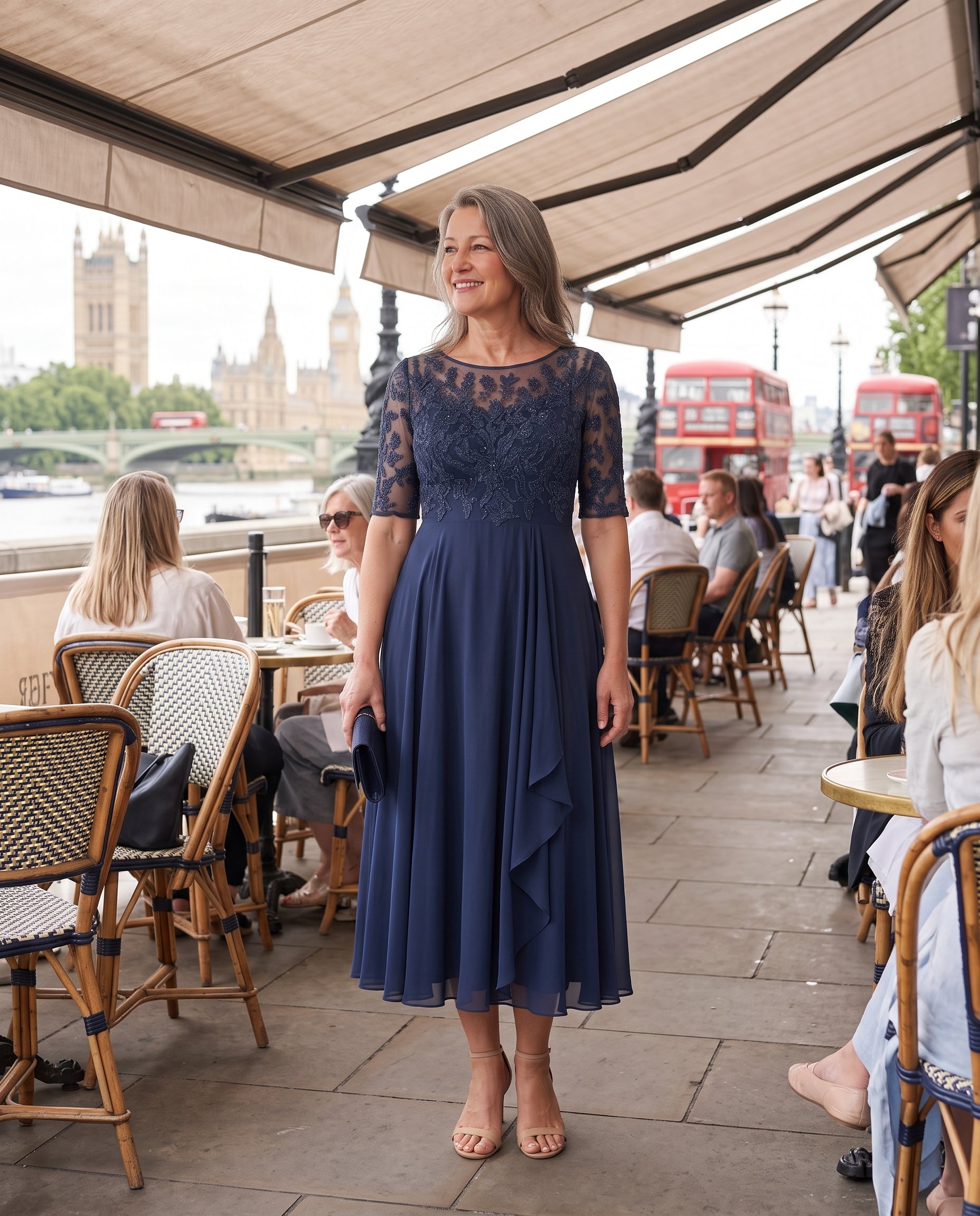 Delia | Embroidered Lace Midi Wedding Guest Dress — lifestyle