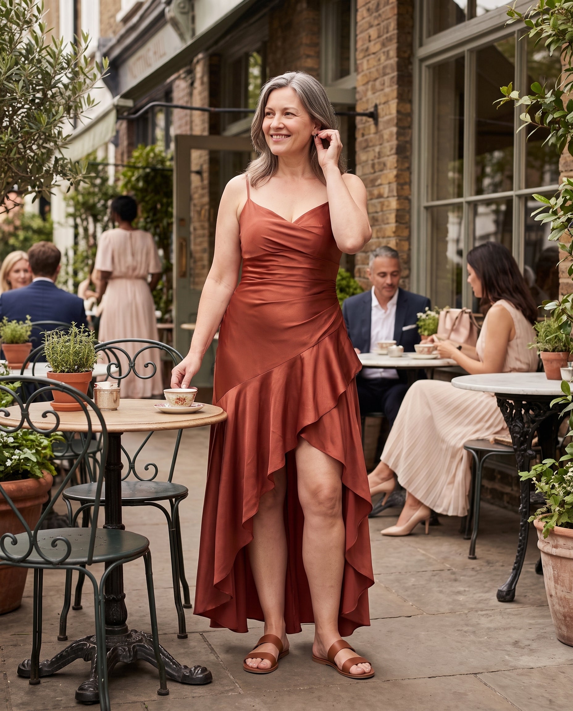 Penelope | Women Cowl Neck Satin Slip Maxi Wedding Guest Dress — lifestyle