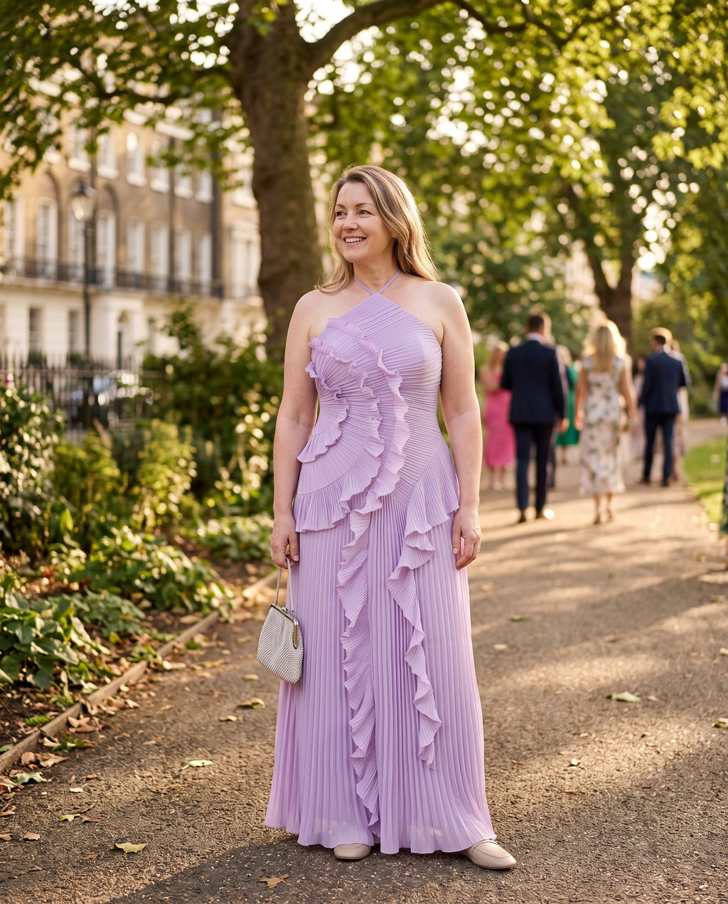 Flavie | Winter Wedding Guest Dresses Ruffle Pleated Maxi — lifestyle