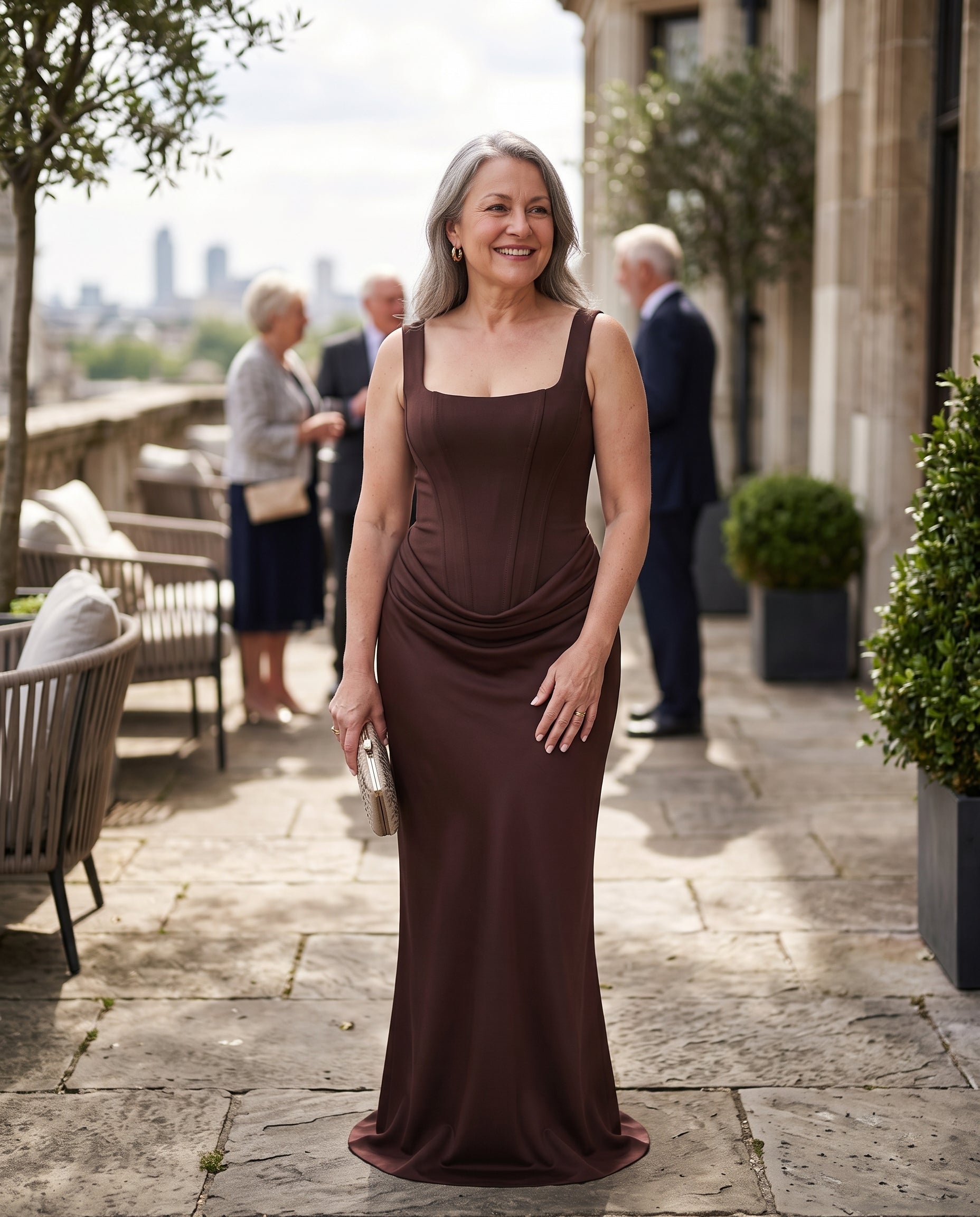 Rosanna | Square Neck Bodycon Maxi Winter Wedding Guest Dress — lifestyle
