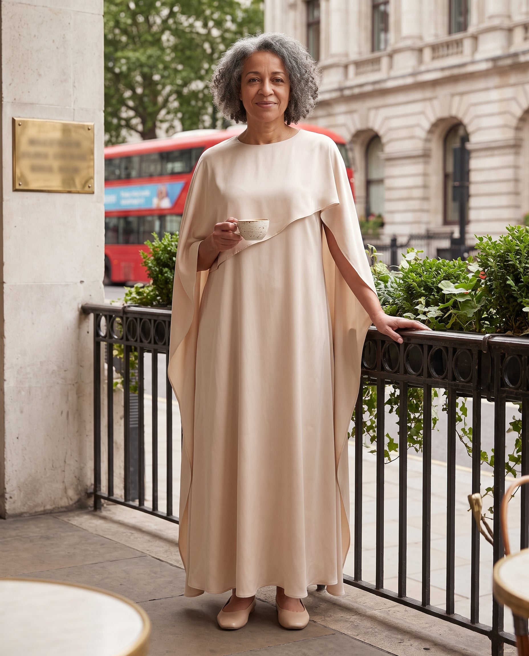 Faustine | Draped Cape Evening Maxi Dresses Floor Length — lifestyle