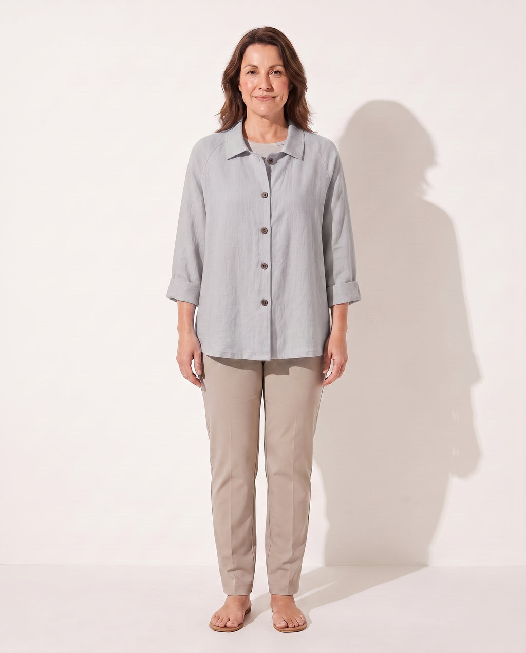 Henriette | Lightweight Button Front Jackets For Women — Light Gray