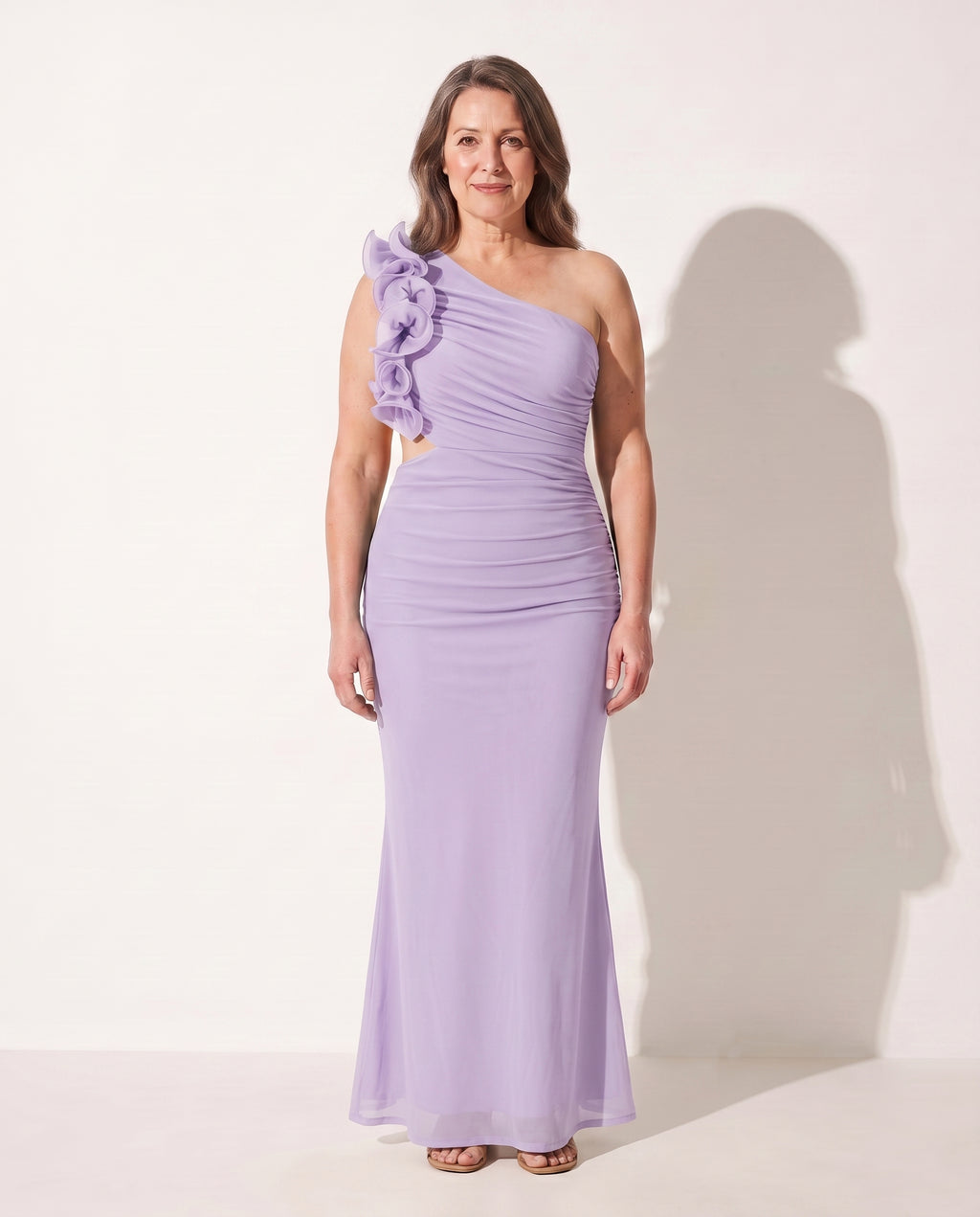 Bryony | Wedding Guest Dresses With Sleeves Ruffle Maxi — Light Purple