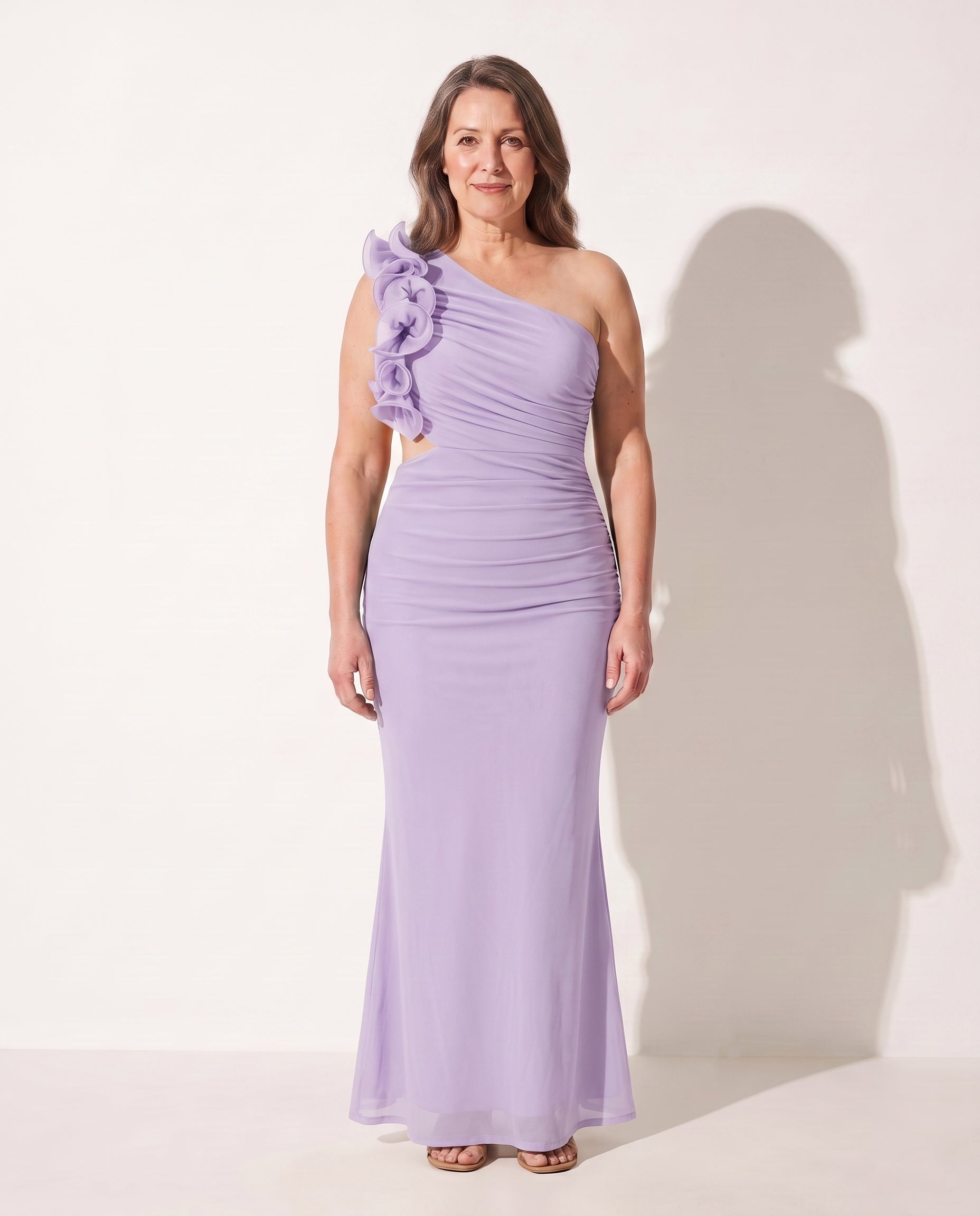 Bryony | Wedding Guest Dresses With Sleeves Ruffle Maxi — Light Purple