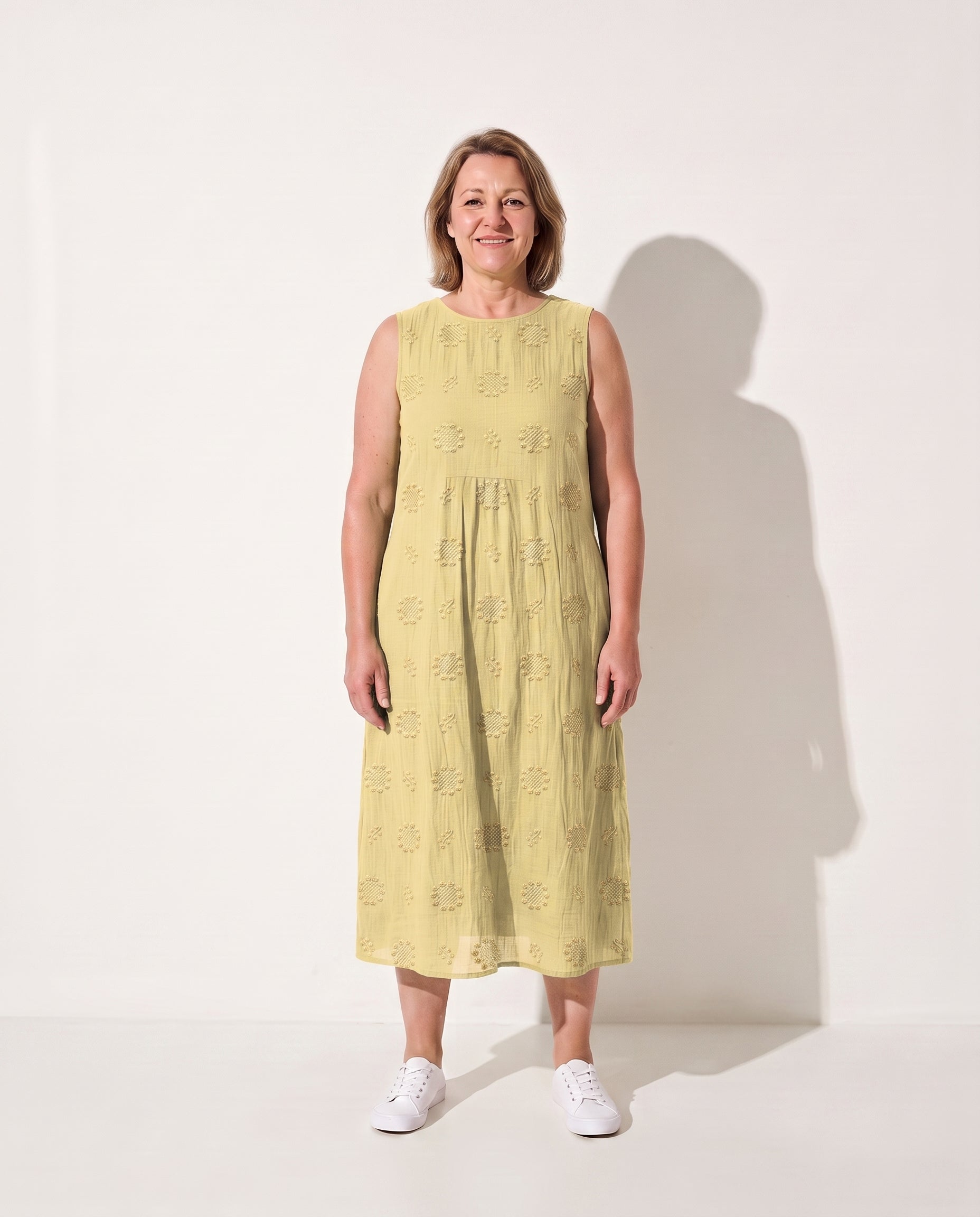 Eloise | Elegant Embroidered Dresses For Women With Pockets — Light Yellow