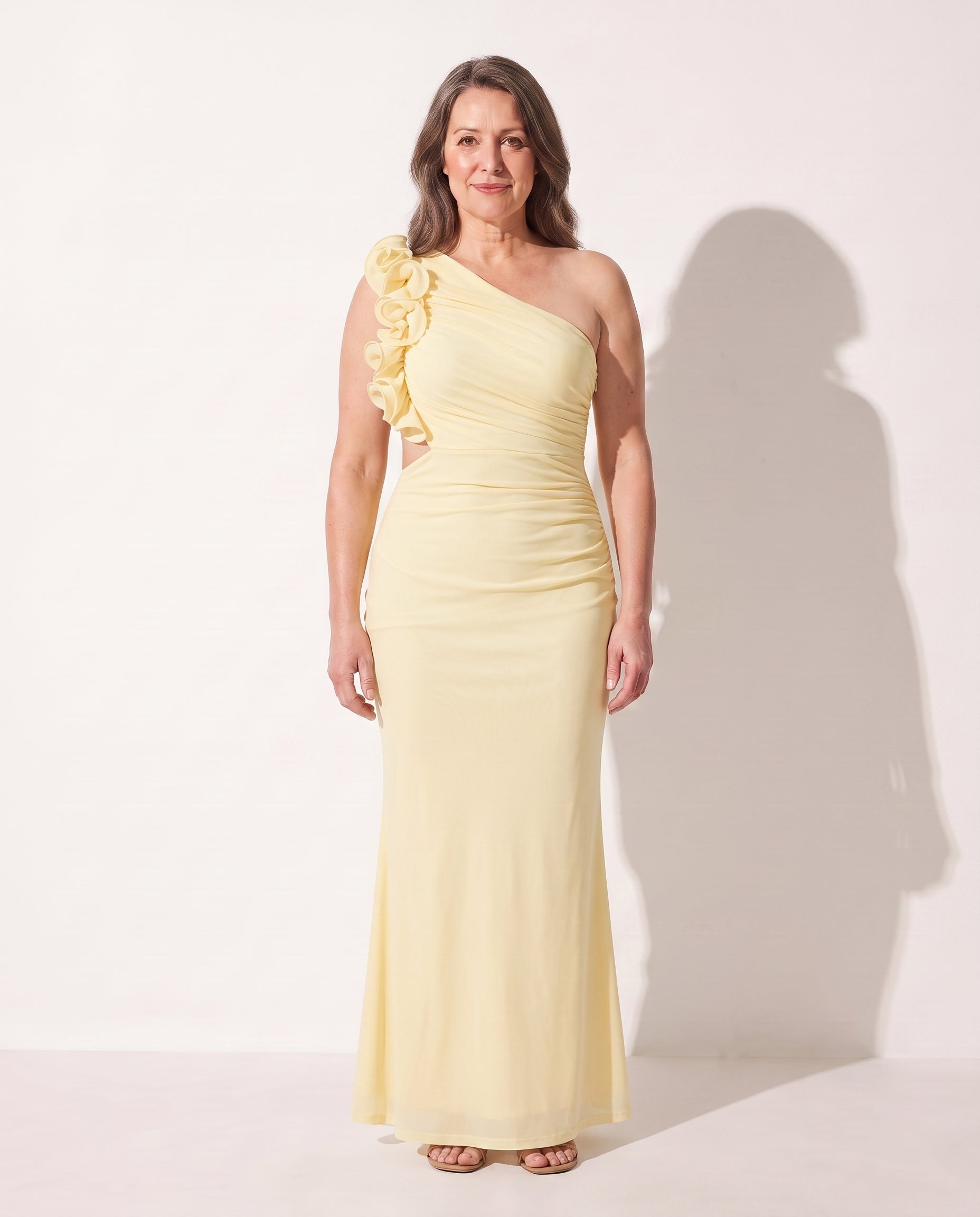 Bryony | Wedding Guest Dresses With Sleeves Ruffle Maxi — Light Yellow