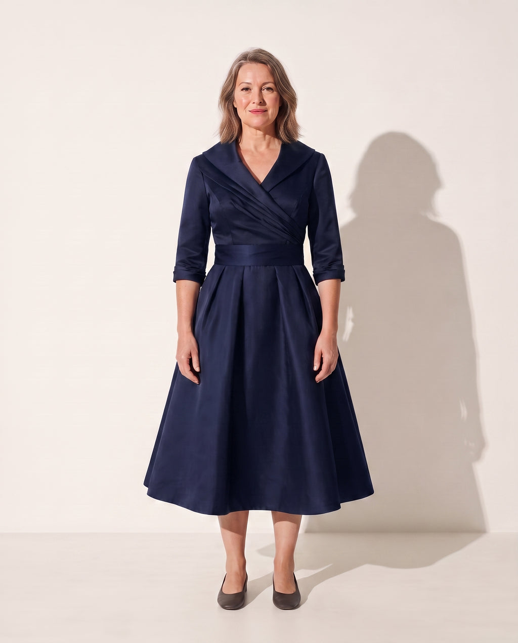 Mathilde | Women's Formal Midi Dress for Evening Occasions — Navy