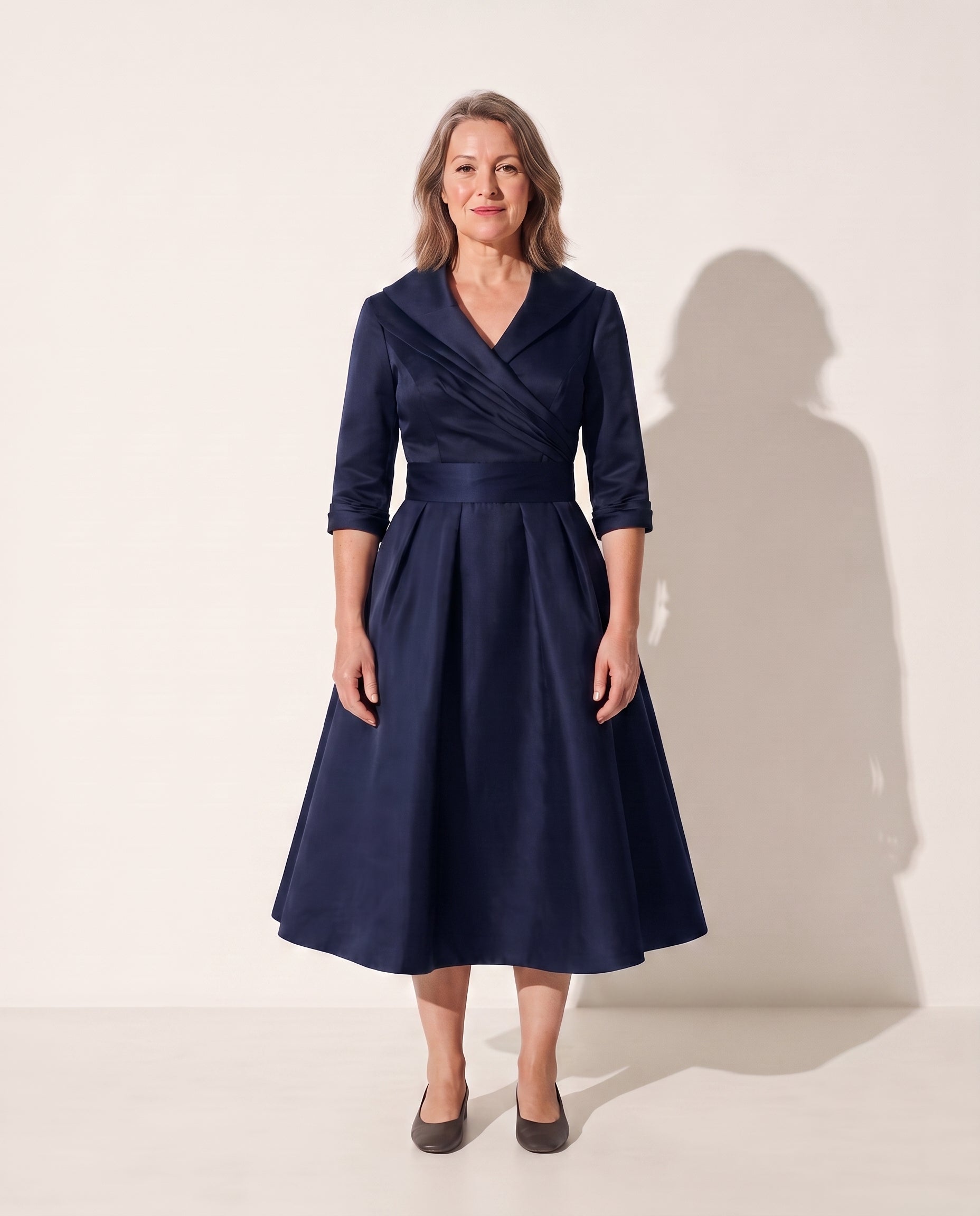 Mathilde | Women's Formal Midi Dress for Evening Occasions — Navy