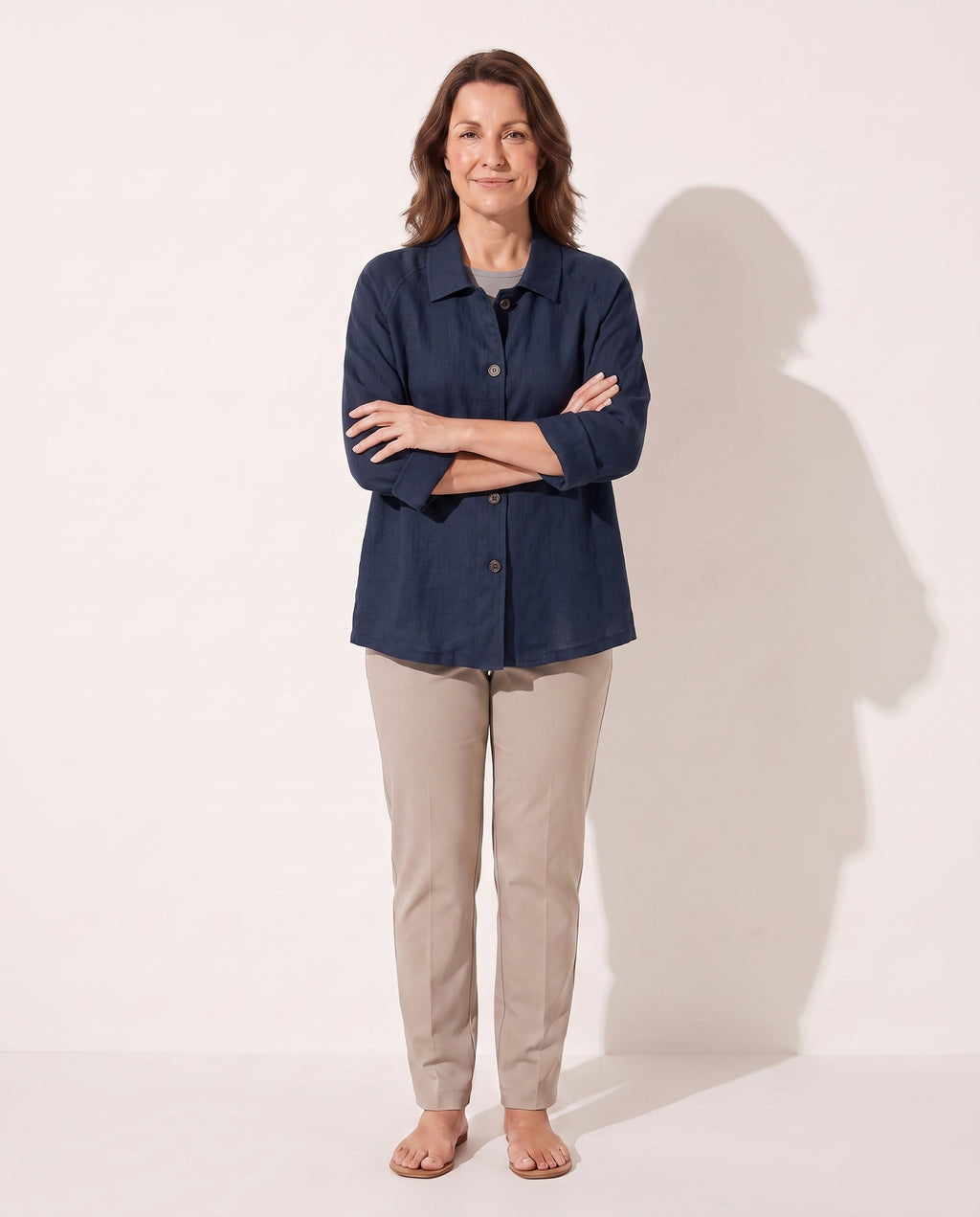Henriette | Lightweight Button Front Jackets For Women — Navy Blue