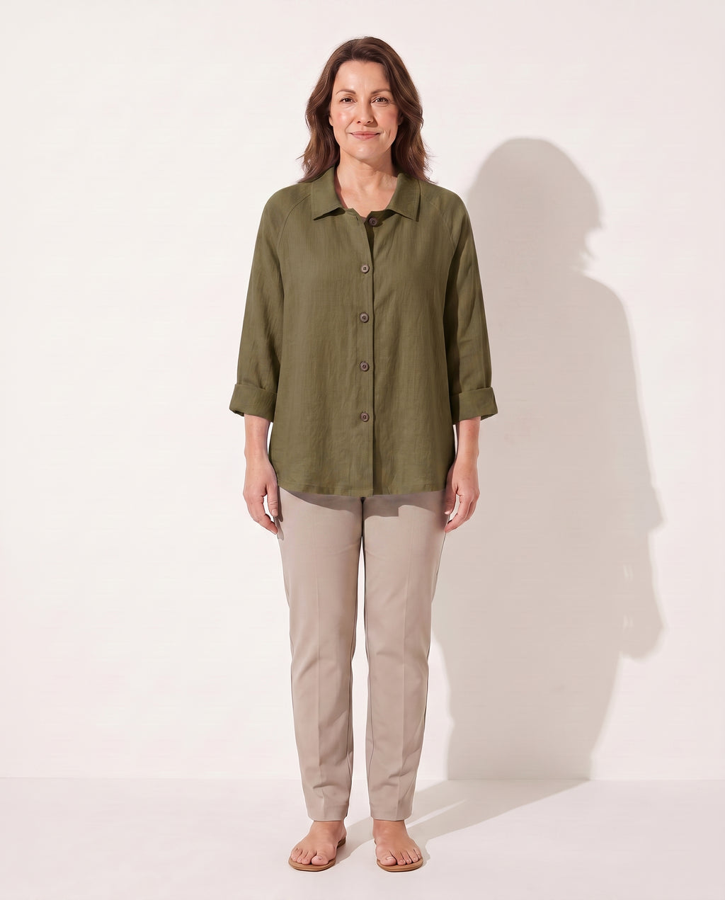 Henriette | Lightweight Button Front Jackets For Women — Olive