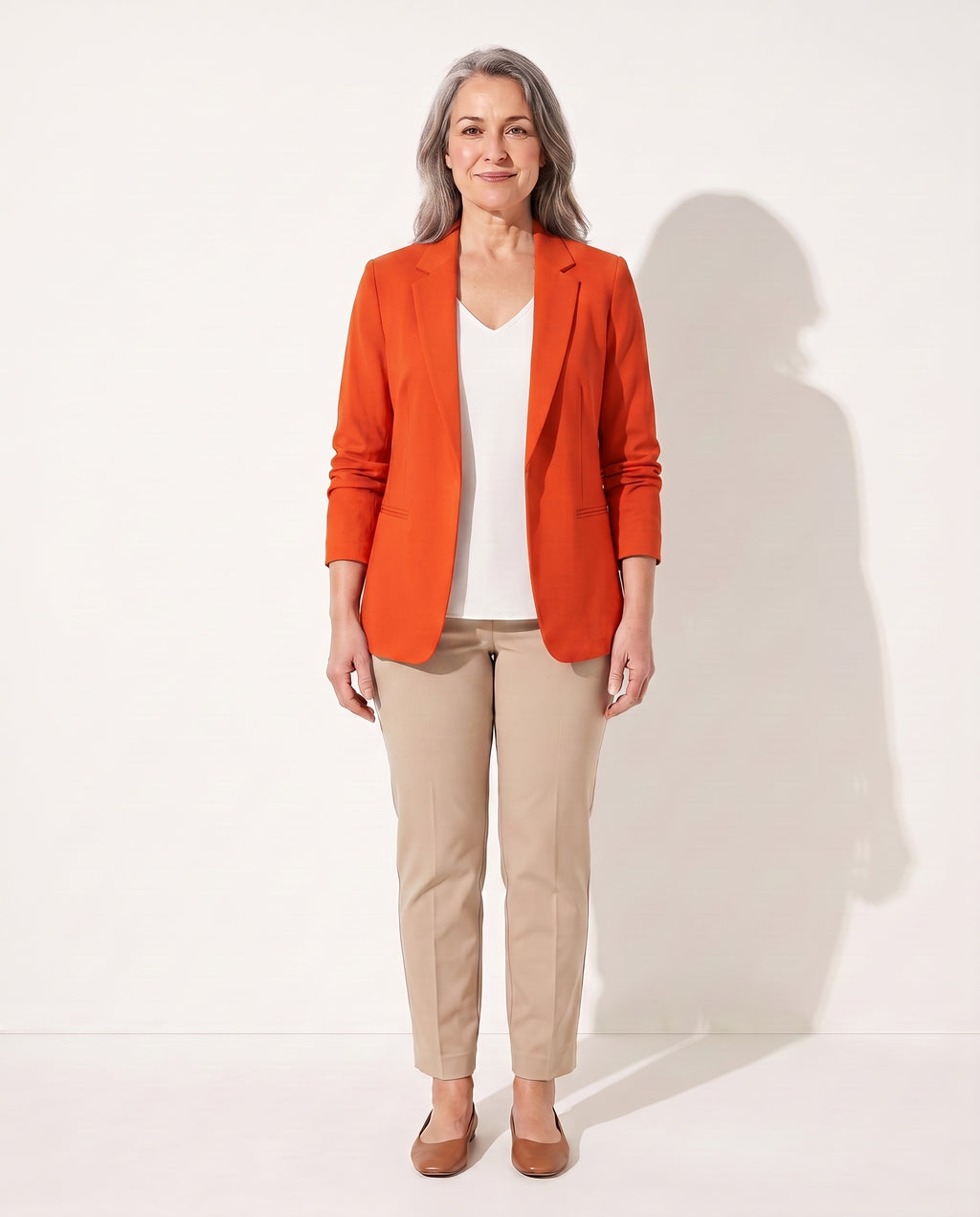 Thalia | Womens Velvet Blazer Tailored Slim Fit Jacket — Orange