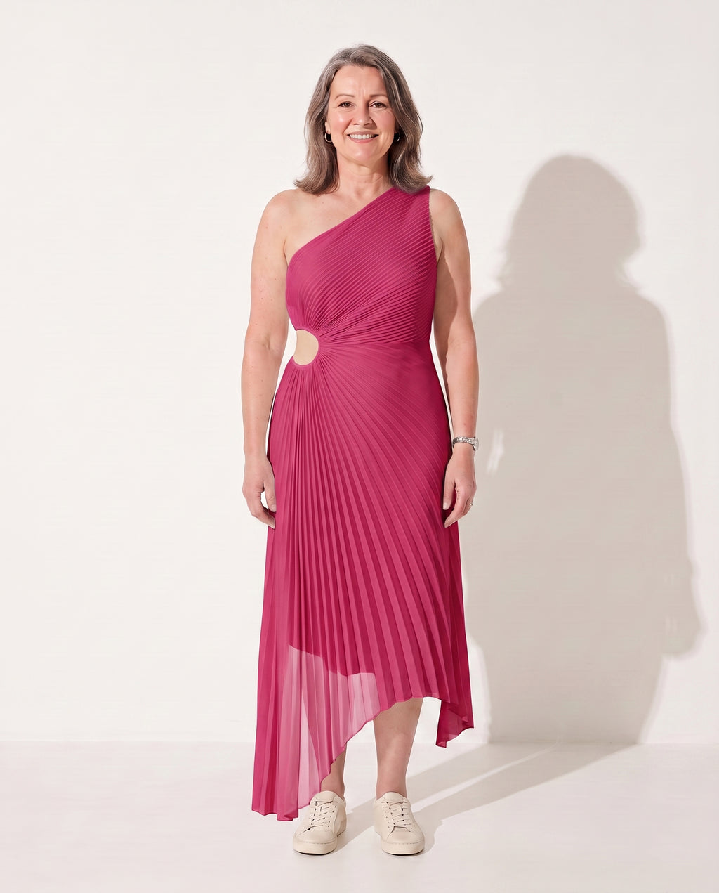 Fenella | Long Sleeve Wedding Guest Dresses Maxi Occasion Gown — Pink
