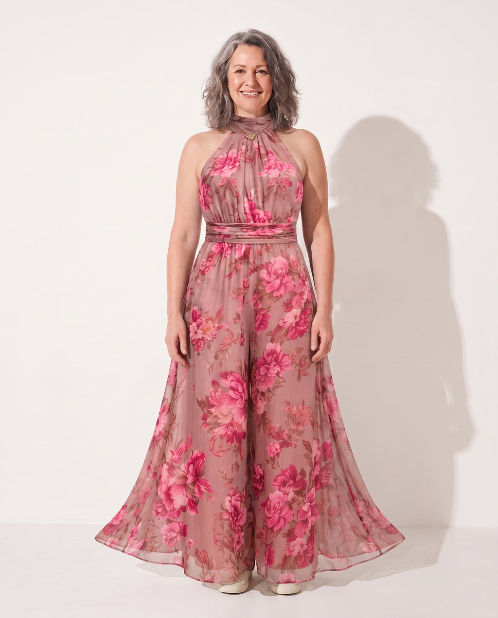 Beatrix | Floral Halter Maxi Autumn Wedding Guest Dresses — Pink