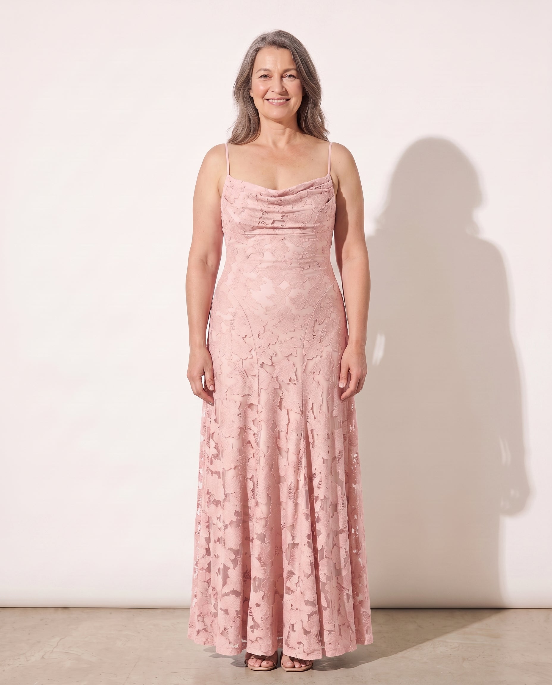 Rosaline | Textured Floral Maxi Formal Dresses — Pink