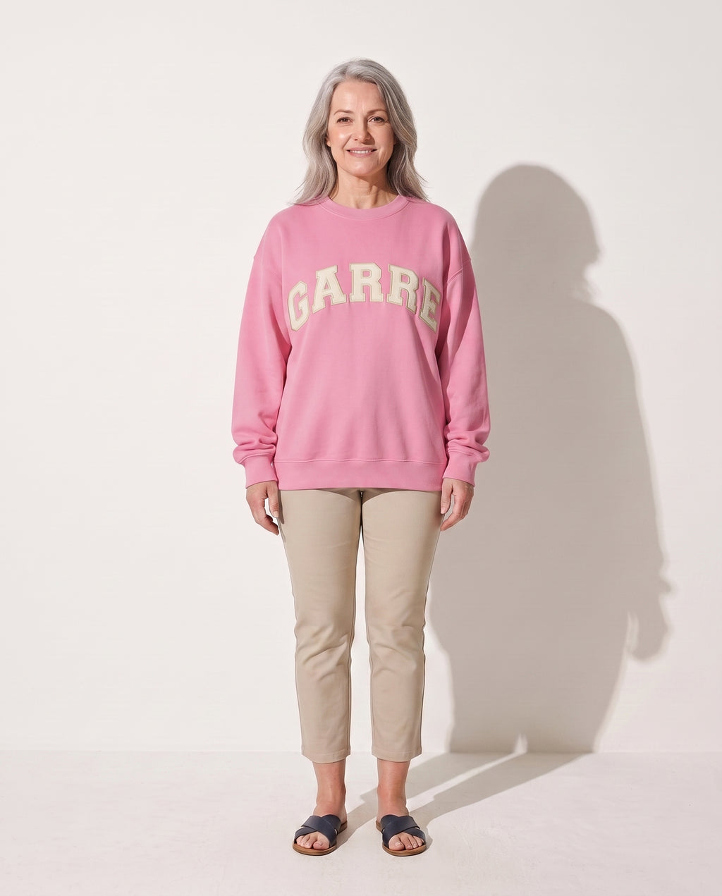 Cordelia | Women Varsity Jacket With Chenille Lettering — Pink with Cream Letters