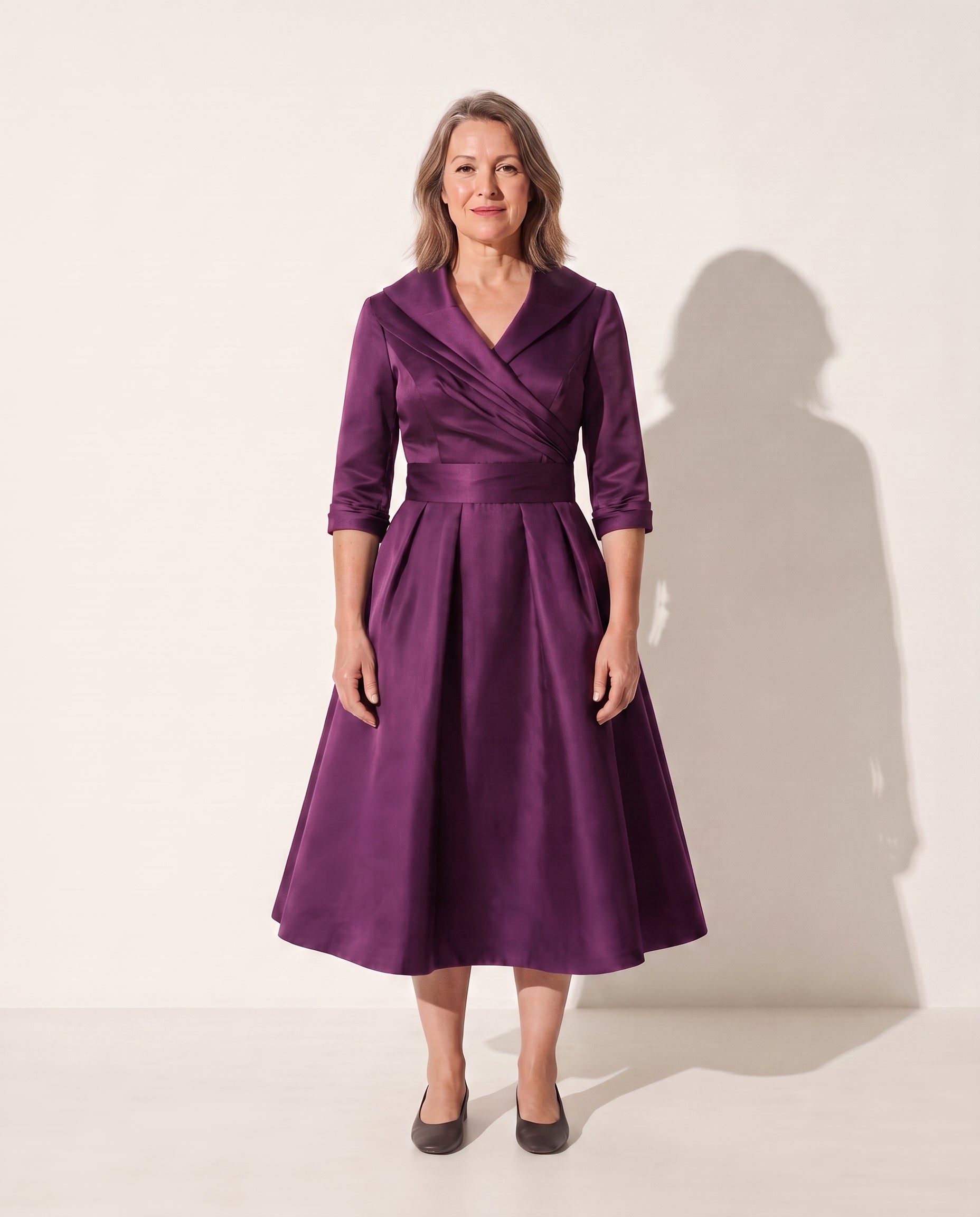 Mathilde | Women's Formal Midi Dress for Evening Occasions — Purple
