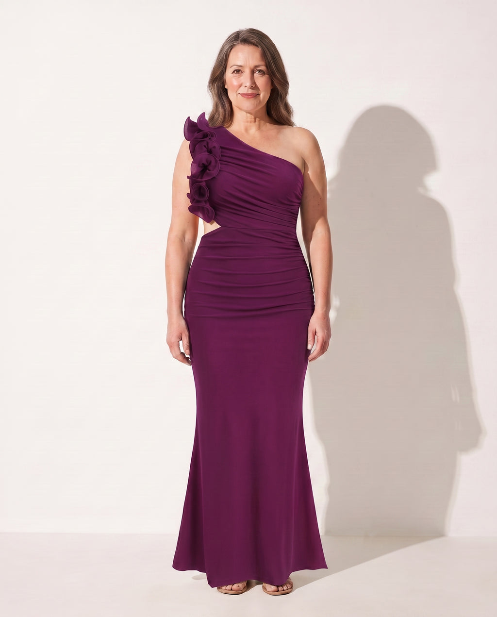 Bryony | Wedding Guest Dresses With Sleeves Ruffle Maxi — Purple