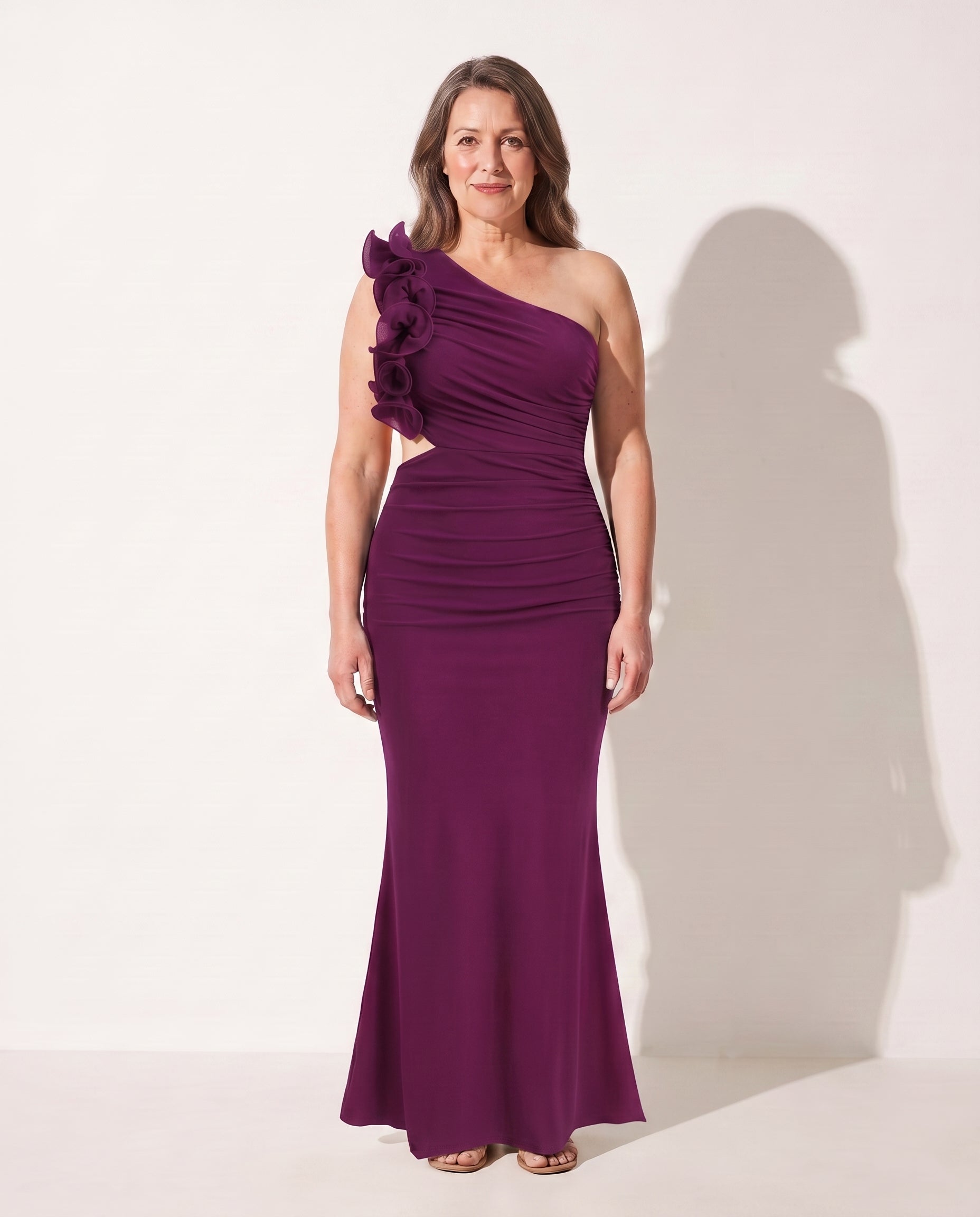 Bryony | Wedding Guest Dresses With Sleeves Ruffle Maxi — Purple