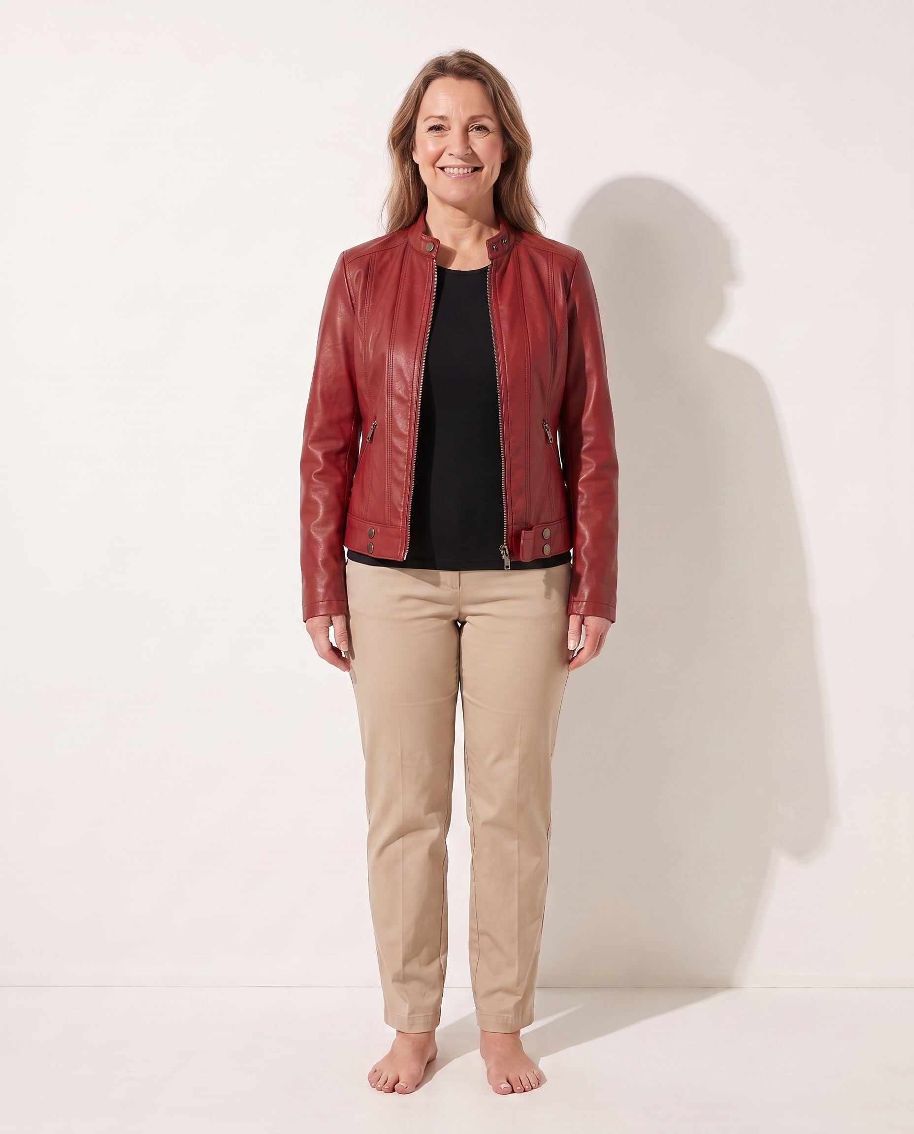 Katarina | Womens Motorcycle Jacket In Vegan Leather — Red