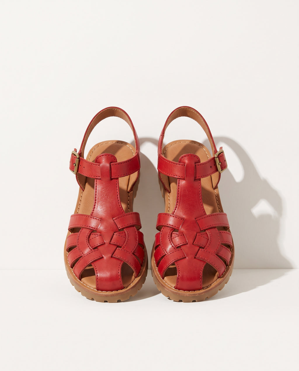 Georgiana | Boho Woven Fisherman Wedding Shoes Closed Toe Flats — Red