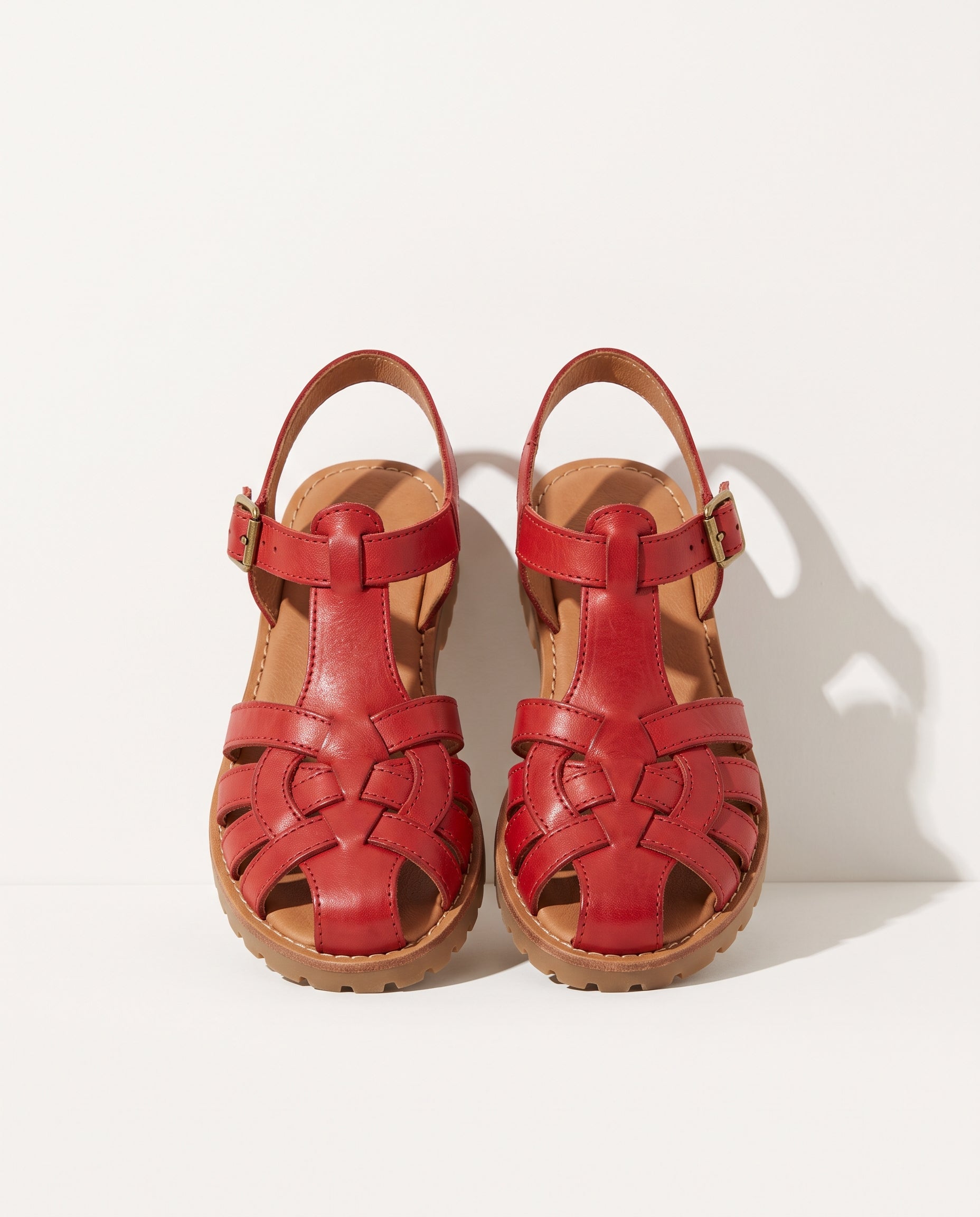 Georgiana | Boho Woven Fisherman Wedding Shoes Closed Toe Flats — Red