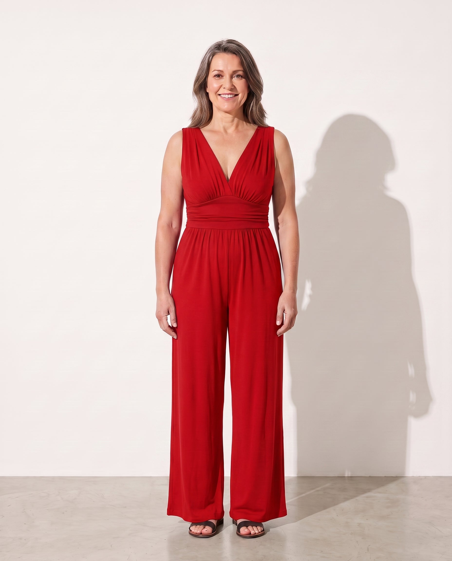 Liliana | Strapless Wide Leg Jumpsuit Evening Occasion Wear — Red