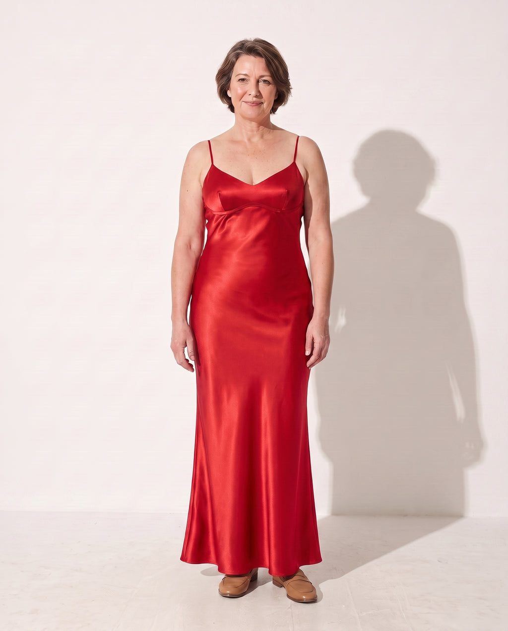 Aurelia | Black Satin Evening Dress With Open Back Detail — Red