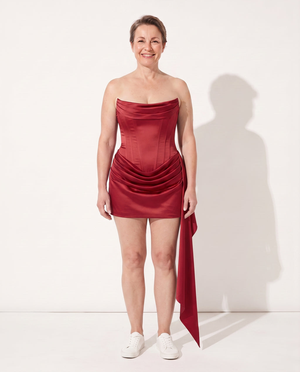 Thalia | Party Dresses For Women Corset Satin Mini — Red