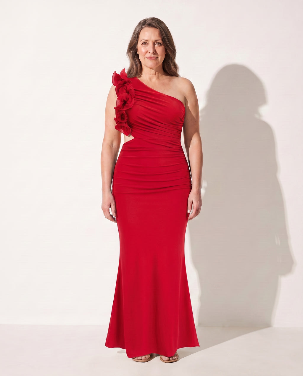 Bryony | Wedding Guest Dresses With Sleeves Ruffle Maxi — Red