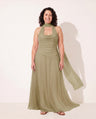 Odette | Winter Wedding Guest Dresses Draped Satin Maxi Gown