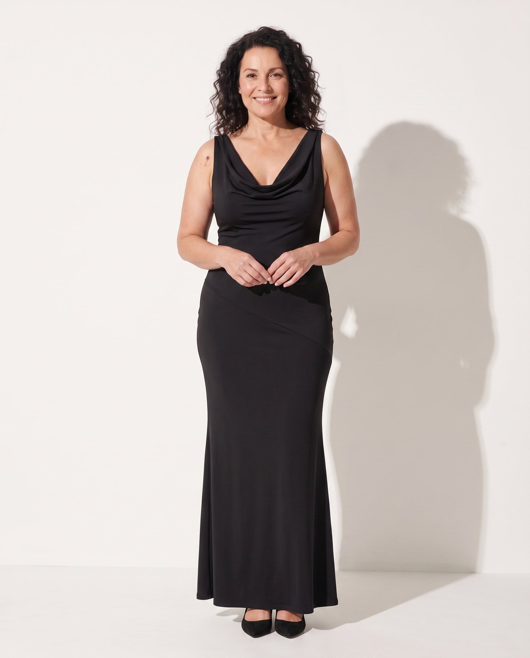 Valentina | Cinderella Cowl Neck Satin Wedding Dress Maxi — voorkant