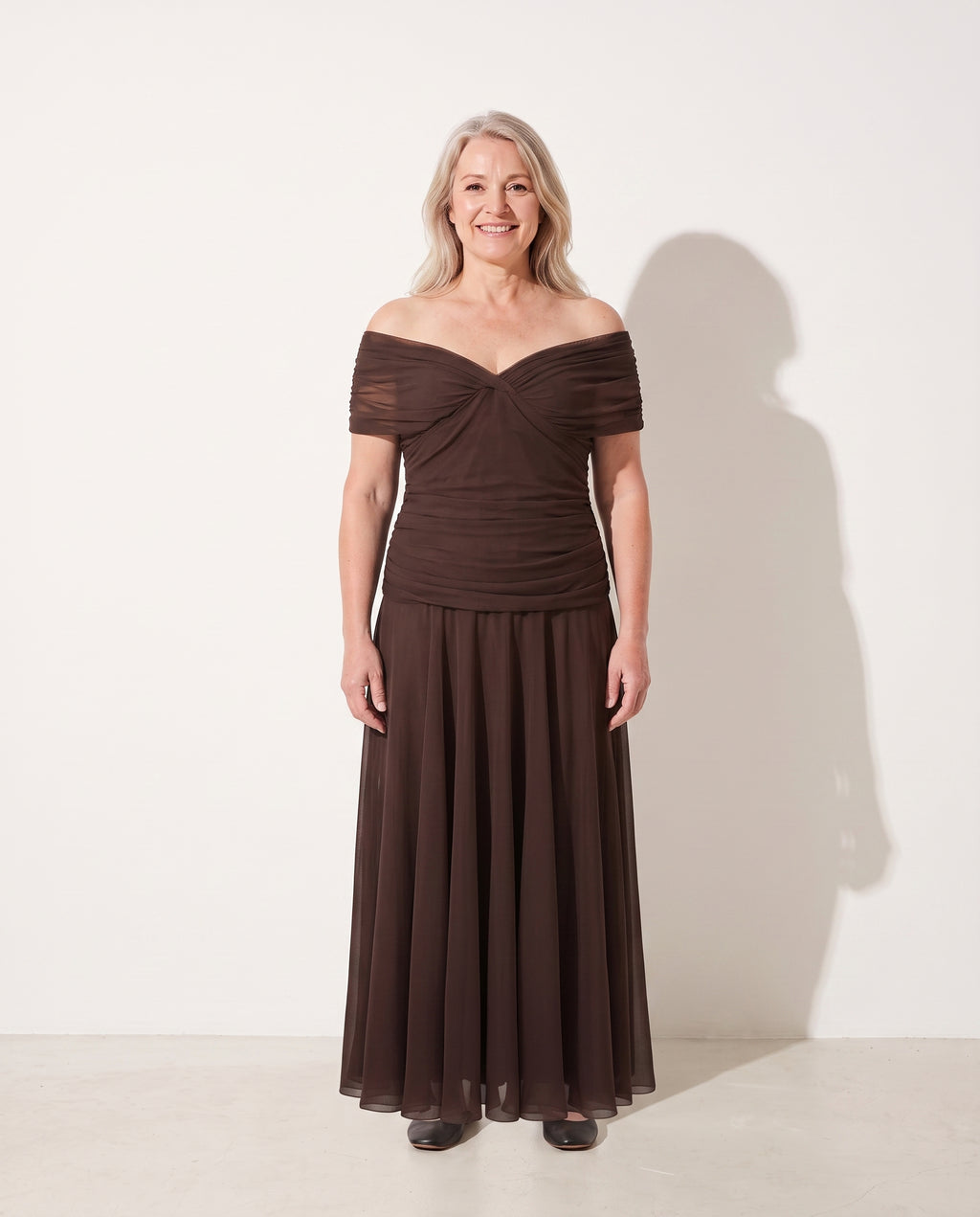Genevieve | Bebe Off-Shoulder Ruched Dresses Evening Wear — voorkant
