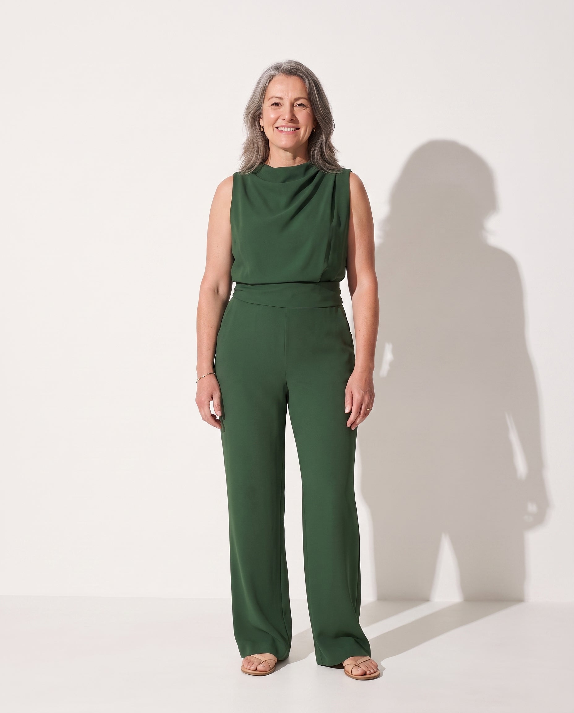 Celestine | Long Sleeve Formal Jumpsuit Wide Leg Occasion Wear — voorkant