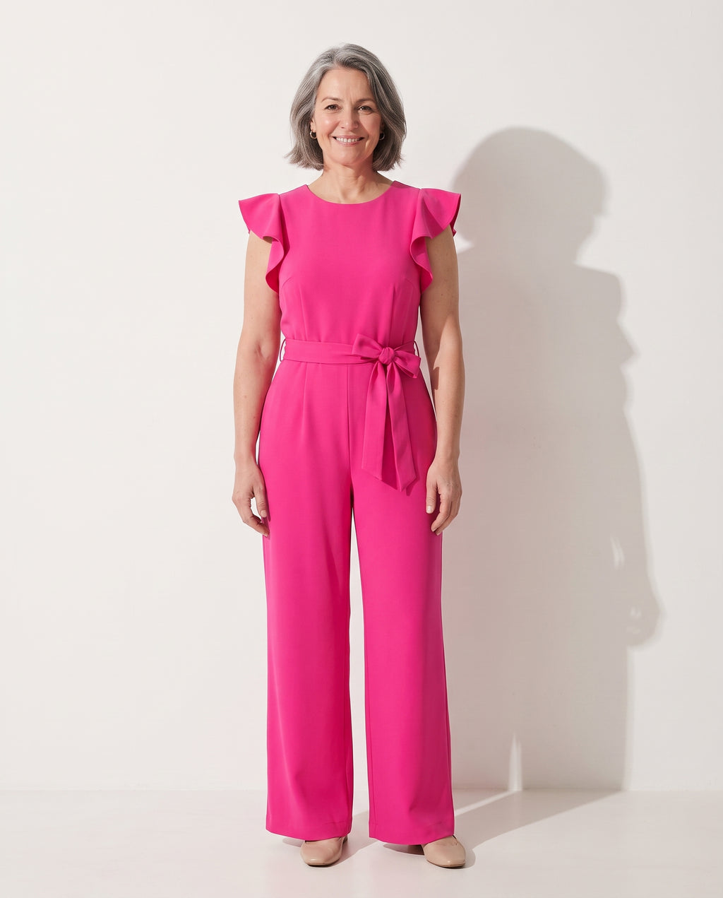 Fleur | Elegant Evening Jumpsuit With Ruffle Tie Waist Detail — voorkant