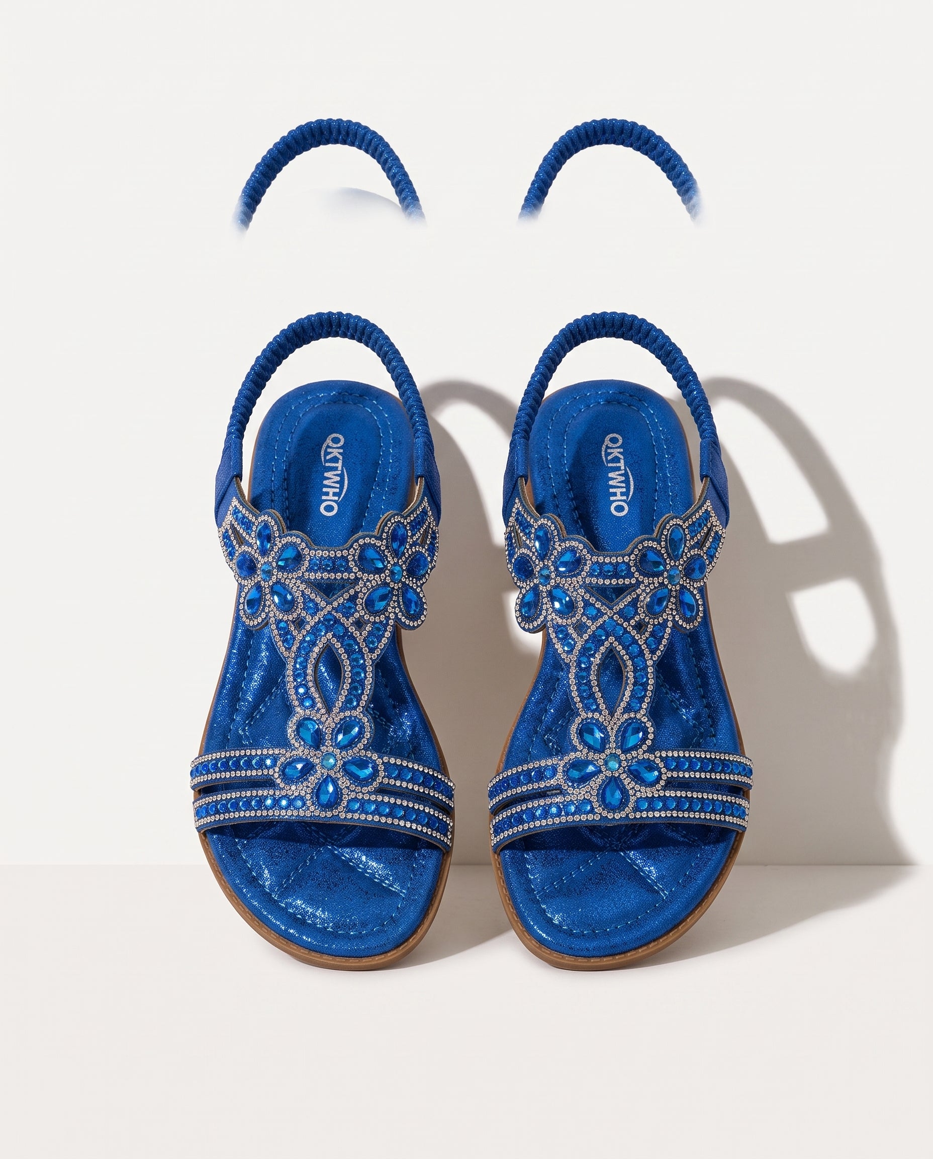 Coralie | Boho Embellished Flat Wedding Shoes – Jewelled Sandals — voorkant