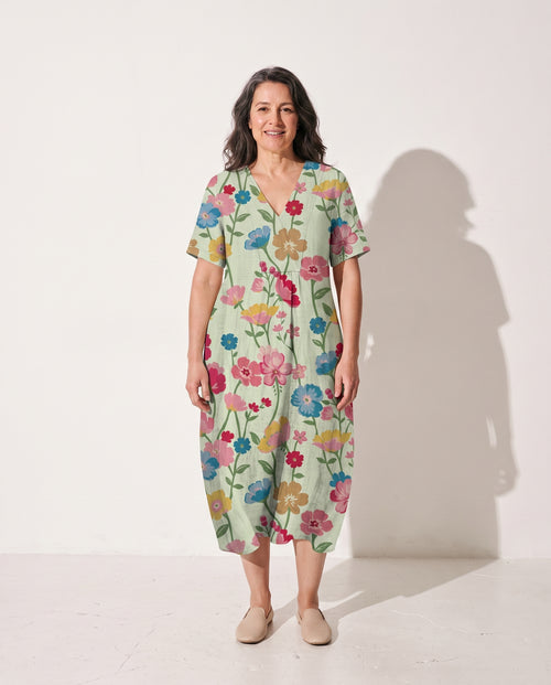 Camille | Long Sleeve Floral Midi Dress For Summer Days — voorkant