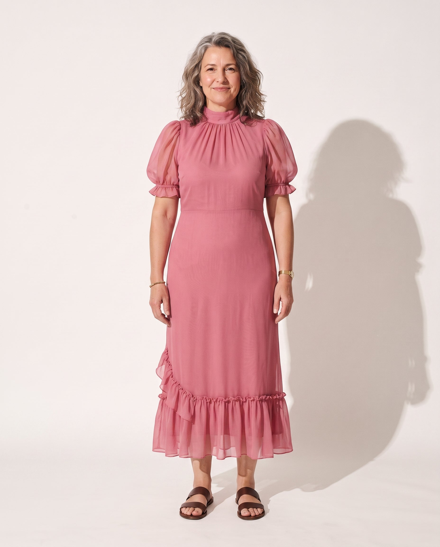 Bridget | Floral Print Puff Sleeve Maxi Dress Wedding Guest — voorkant