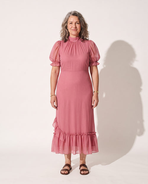 Bridget | Floral Print Puff Sleeve Maxi Dress Wedding Guest — voorkant