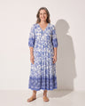 Faustine | Long Sleeve Floral Midi Dress For Garden Parties