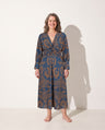 Marguerite | Long Sleeve Wrap Midi Dress With Painterly Print