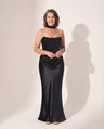 Oriane | Black Corset Strapless Satin Maxi Dress Formal Gown