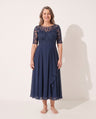 Delia | Embroidered Lace Midi Wedding Guest Dress