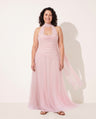 Odette | Winter Wedding Guest Dresses Draped Satin Maxi Gown