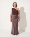 Isolde | Long Sleeve Satin Maxi Wedding Guest Dress