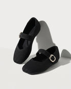 Berenice | Womens Square Toe Knit Mary Jane Buckle Boots