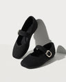 Berenice | Womens Square Toe Knit Mary Jane Buckle Boots