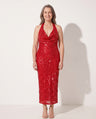 Esmee | Sequin Halter Open Back Maxi Dress Evening